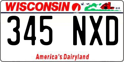 WI license plate 345NXD