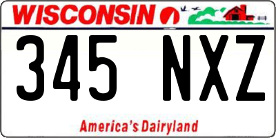 WI license plate 345NXZ