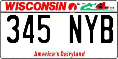 WI license plate 345NYB