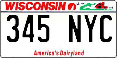 WI license plate 345NYC