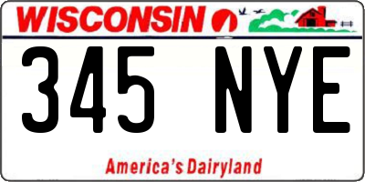 WI license plate 345NYE