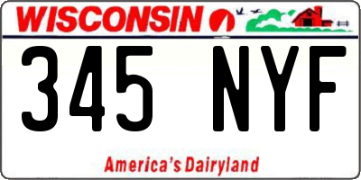 WI license plate 345NYF