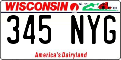 WI license plate 345NYG