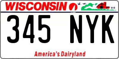 WI license plate 345NYK
