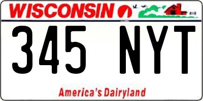 WI license plate 345NYT