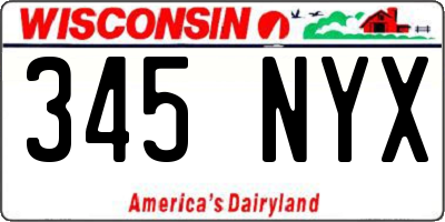 WI license plate 345NYX