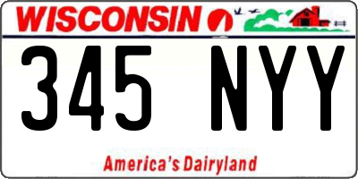 WI license plate 345NYY