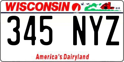 WI license plate 345NYZ