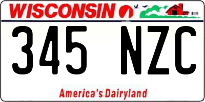 WI license plate 345NZC