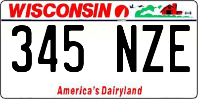 WI license plate 345NZE