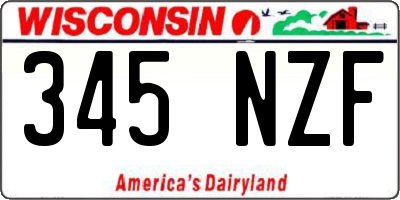 WI license plate 345NZF