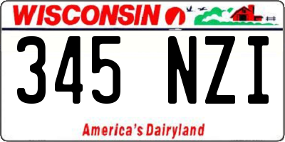 WI license plate 345NZI
