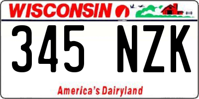 WI license plate 345NZK