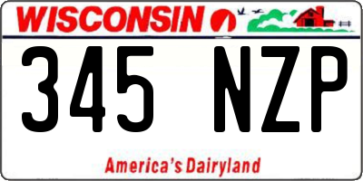 WI license plate 345NZP