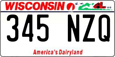 WI license plate 345NZQ