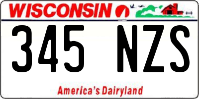 WI license plate 345NZS