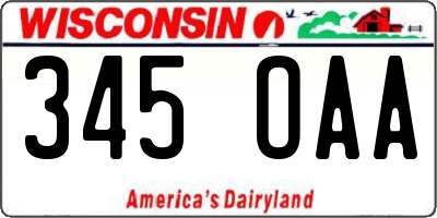 WI license plate 345OAA