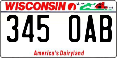 WI license plate 345OAB