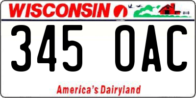 WI license plate 345OAC