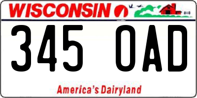 WI license plate 345OAD
