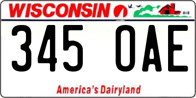 WI license plate 345OAE