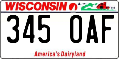 WI license plate 345OAF