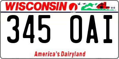 WI license plate 345OAI