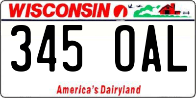 WI license plate 345OAL