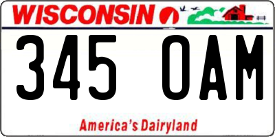 WI license plate 345OAM