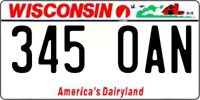 WI license plate 345OAN
