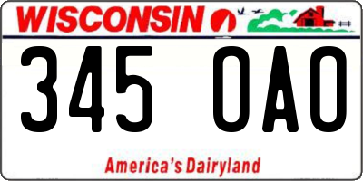 WI license plate 345OAO