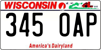 WI license plate 345OAP