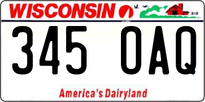 WI license plate 345OAQ