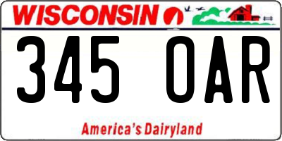 WI license plate 345OAR