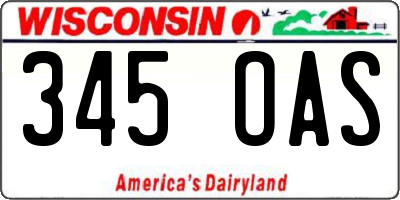 WI license plate 345OAS