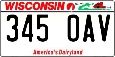 WI license plate 345OAV