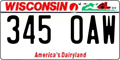 WI license plate 345OAW