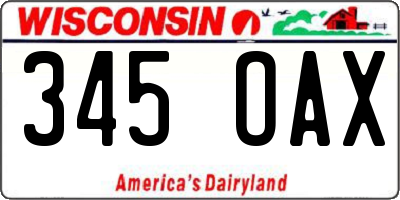 WI license plate 345OAX