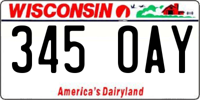 WI license plate 345OAY