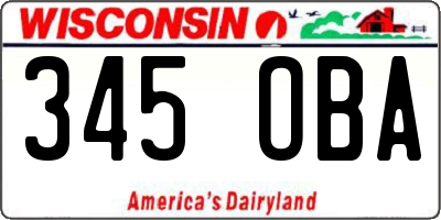 WI license plate 345OBA