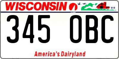 WI license plate 345OBC
