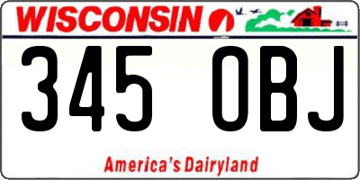 WI license plate 345OBJ