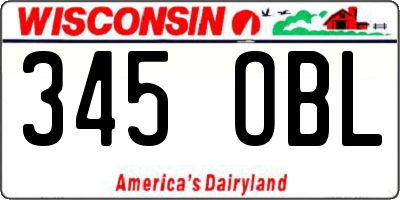 WI license plate 345OBL
