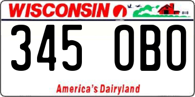 WI license plate 345OBO