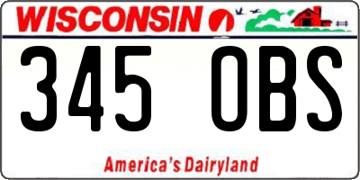WI license plate 345OBS