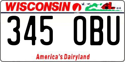 WI license plate 345OBU