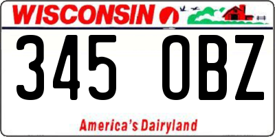 WI license plate 345OBZ