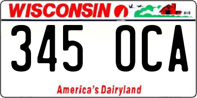 WI license plate 345OCA