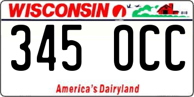 WI license plate 345OCC