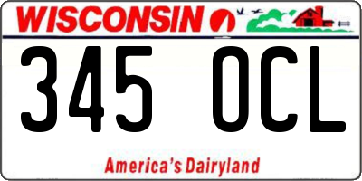WI license plate 345OCL